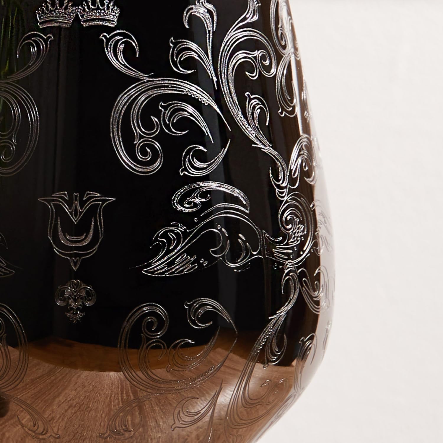 Engraved Stainless Steel Wine Glasses, Set of 2, detail view