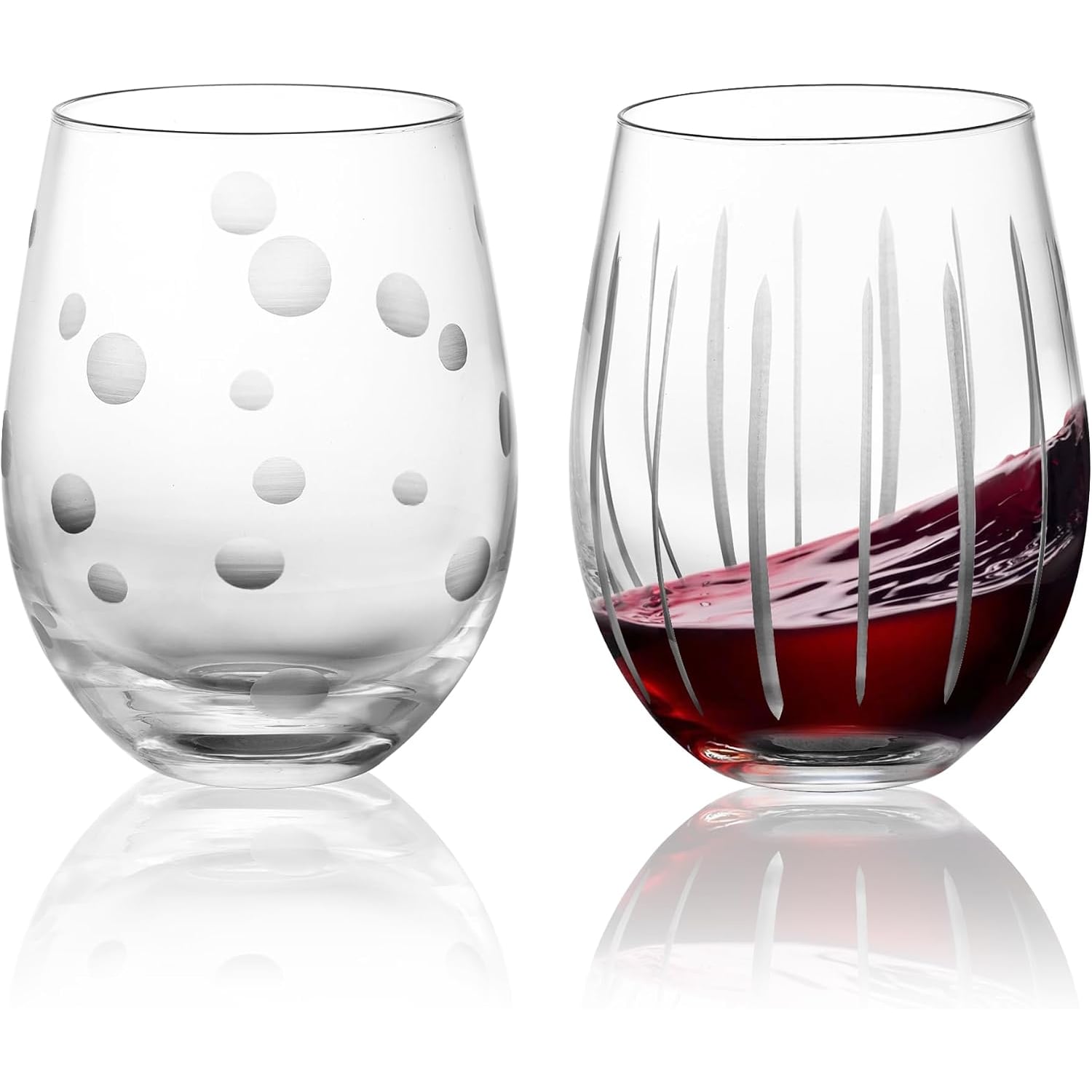 Engraved Stemless Wine Glasses Set of 4, detail view